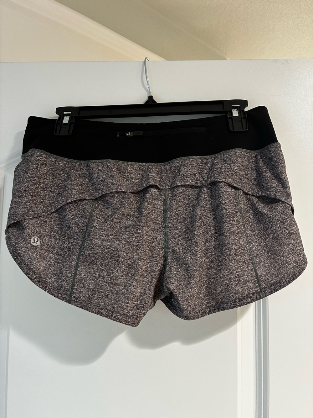 lululemon athletica Women’s Heather Gray Athletic Shorts with Black Waistband